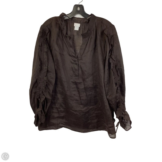 Top Long Sleeve By Chicos In Brown, Size: Xl