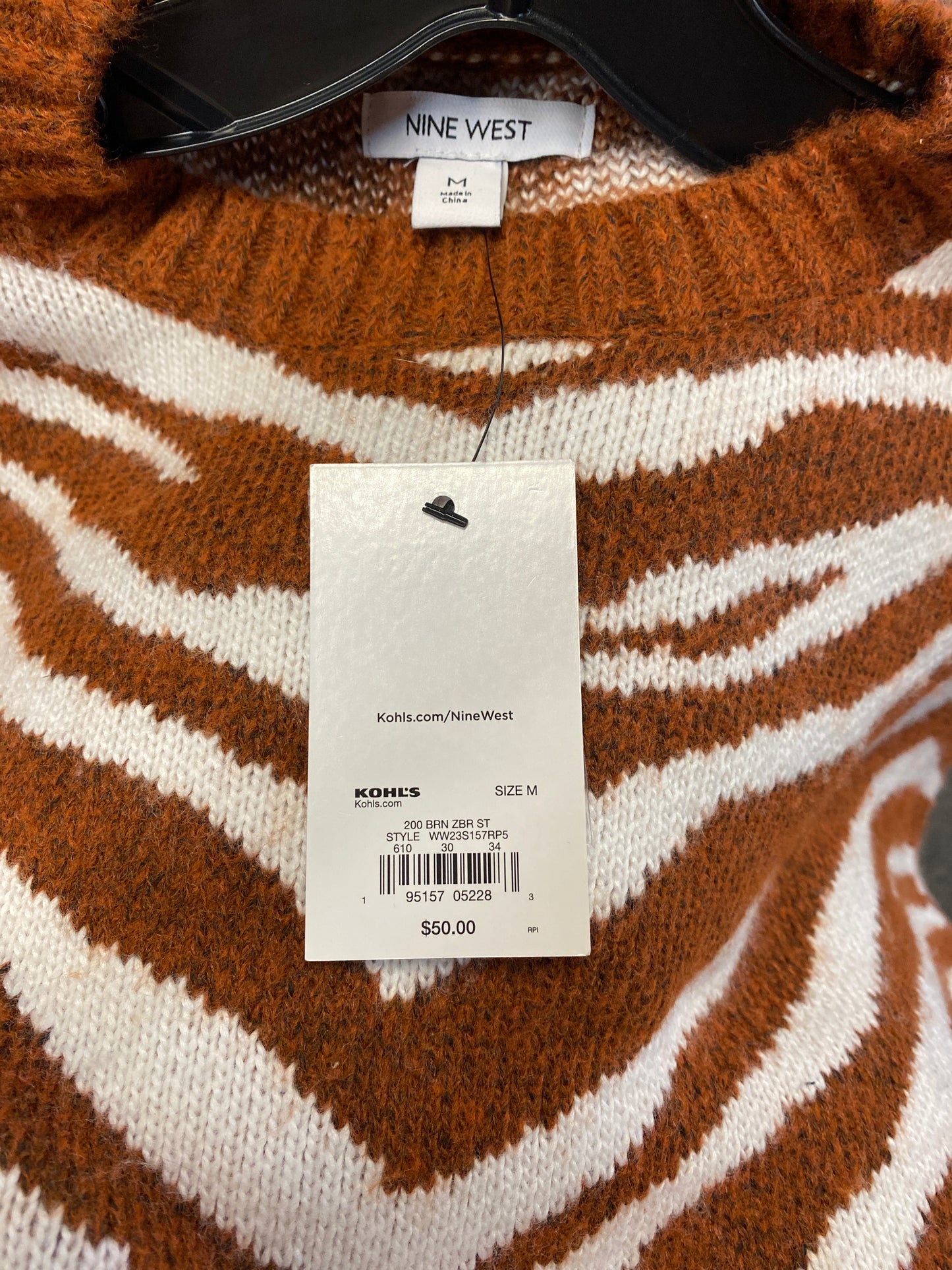 Sweater By Nine West In Brown & White, Size: M