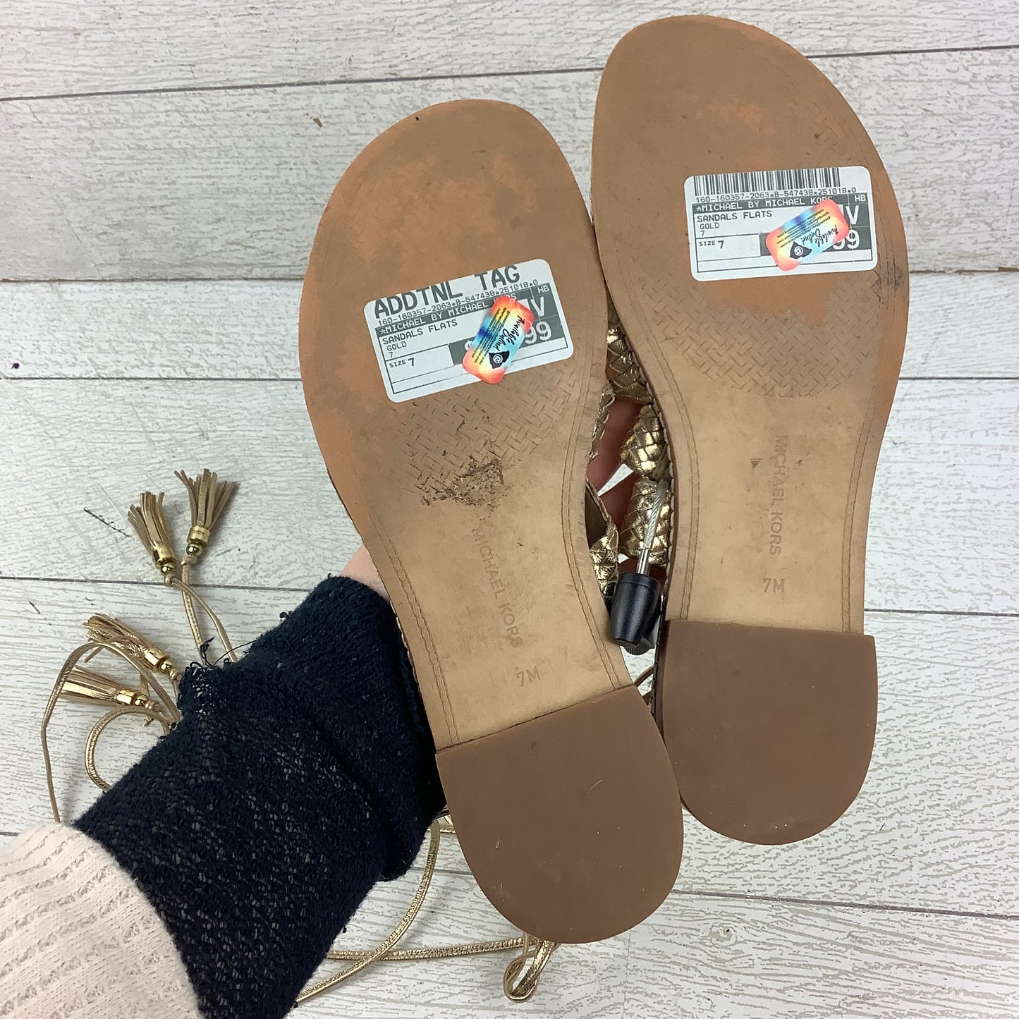 Sandals Flats By Michael By Michael Kors In Gold, Size: 7
