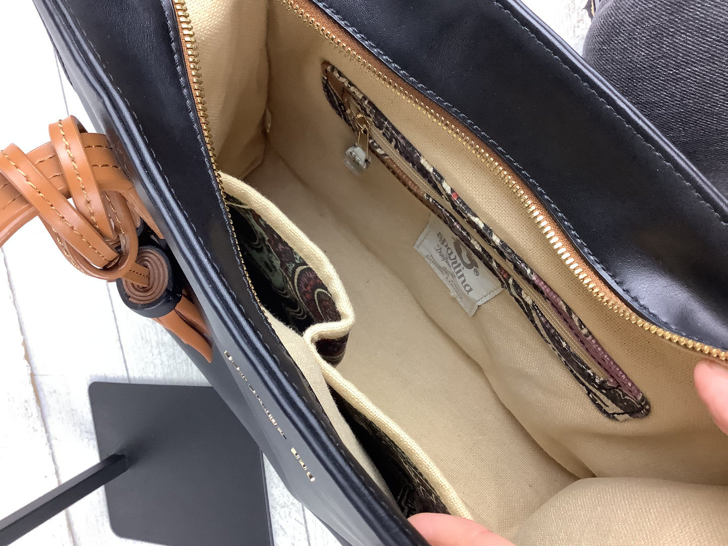 Handbag Leather By Spartina, Size: Medium