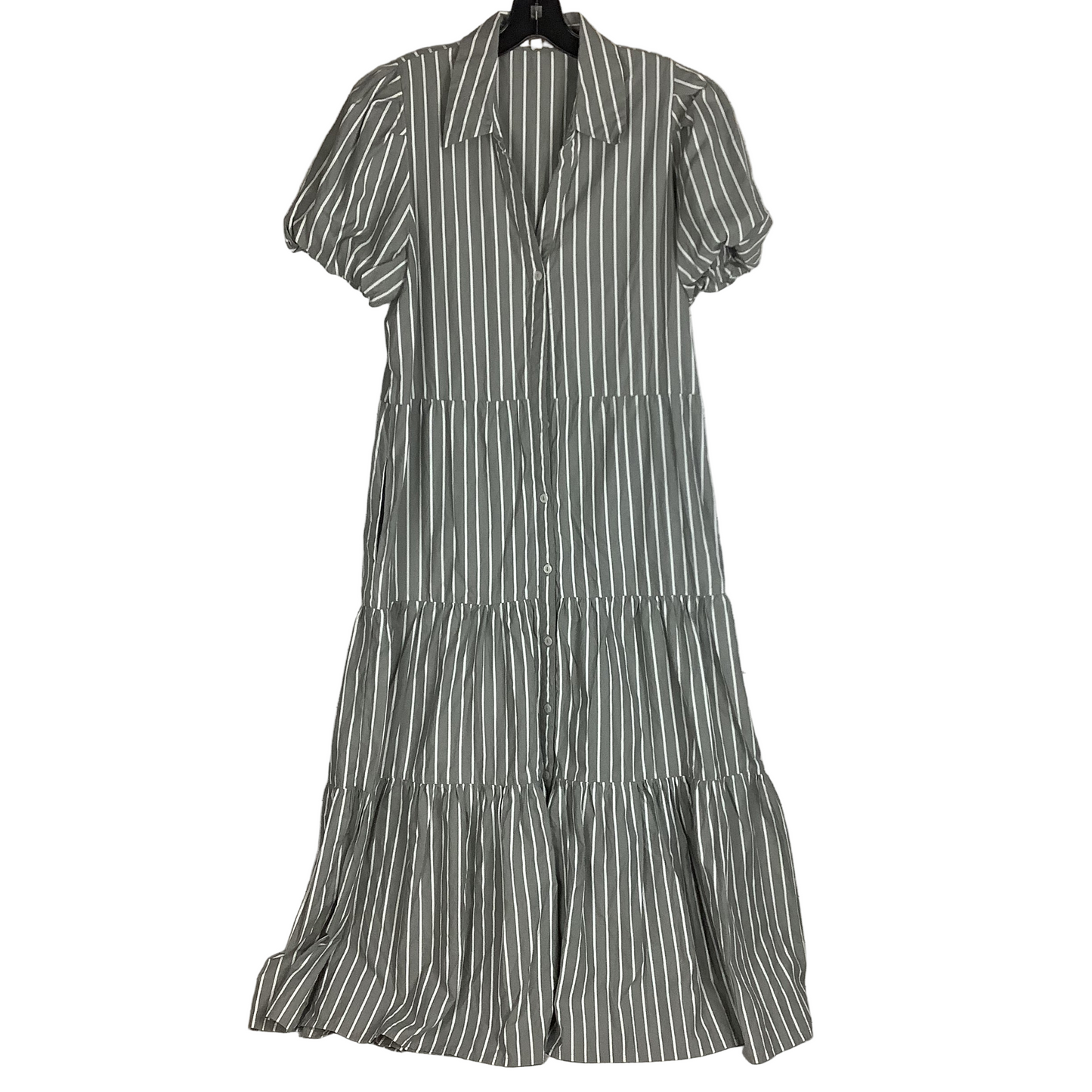 Dress Casual Midi By Elan In Striped Pattern, Size: L