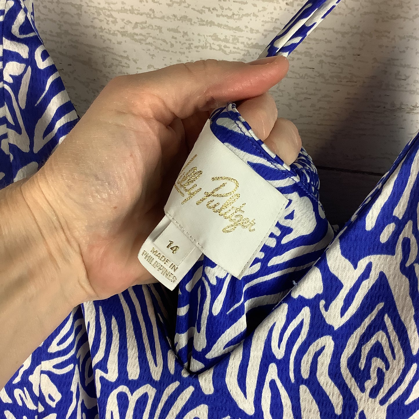 Dress Designer By Lilly Pulitzer In Blue & White, Size: 14